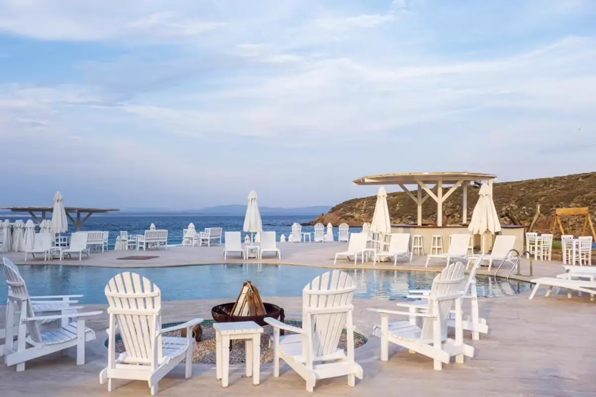 Evening light over the bay at Pelagos Otel Bozcaada